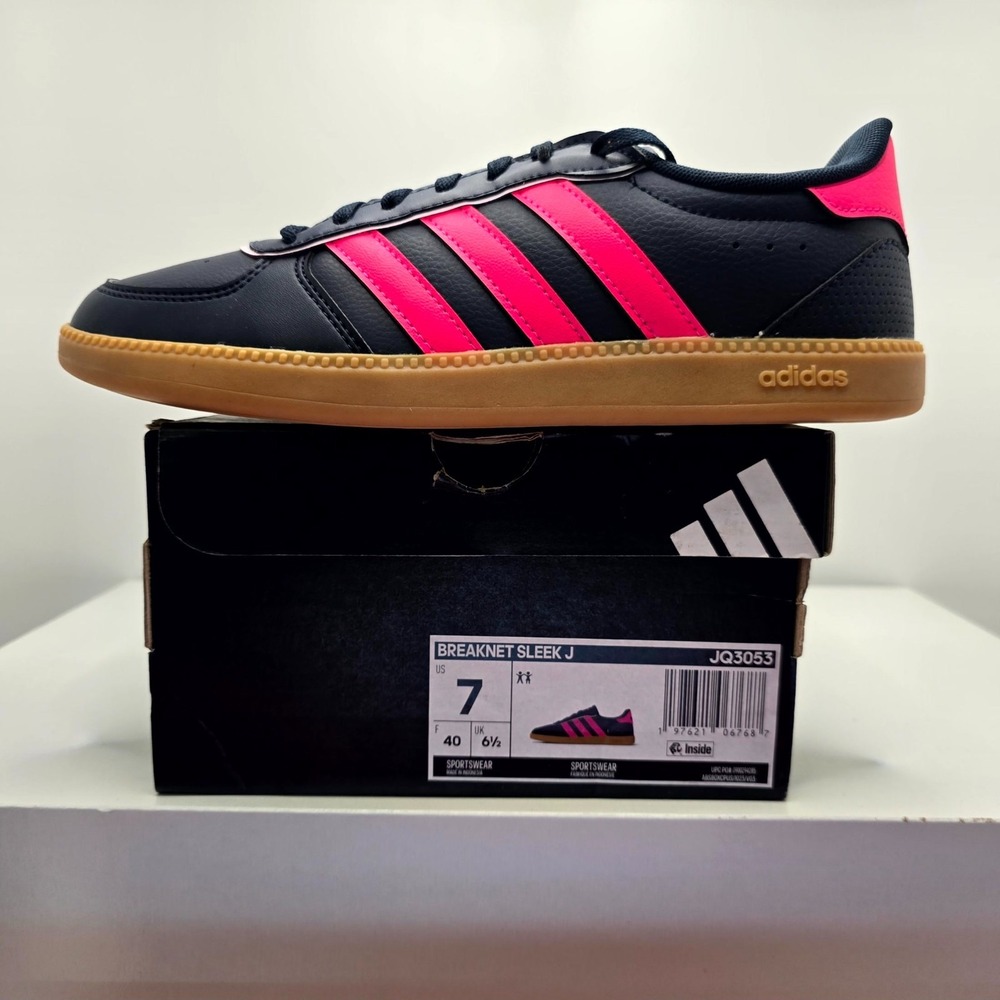 Adidas Breaknet Sleek J JQ3053 Unisex Kids 7 Shoes Aurora Ink Lucid Pink Sneaker